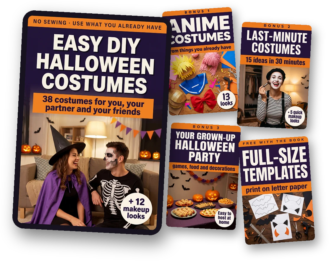 The book Easy DIY Halloween Costumes with its 3 bonuses and the templates