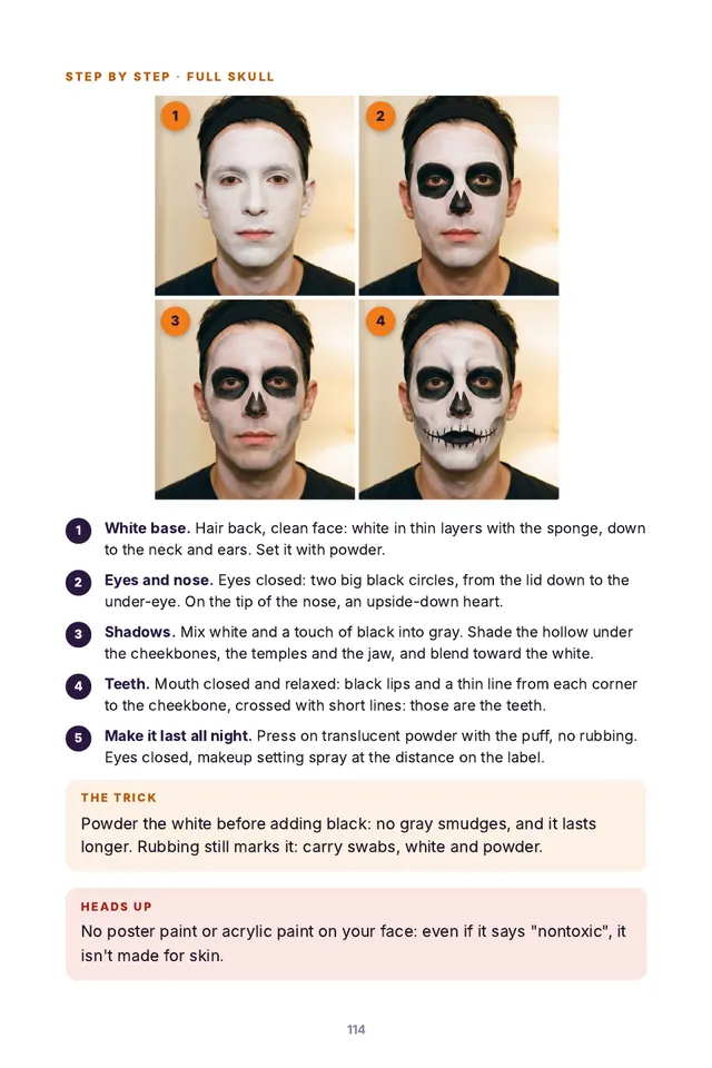 Book page: 12 step-by-step makeup looks, with a photo of every stage